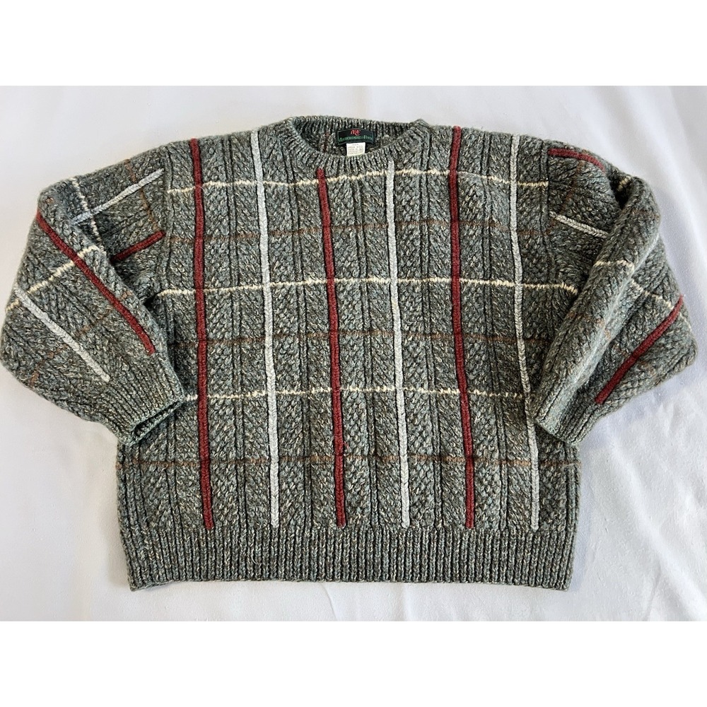 ABERCROMBIE & FITCH Vintage Grandpa Crew Neck Knit Sweater Sz Medium Y2K